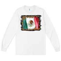 White distressed mexico flag Long Sleeve Tee - BarkalooDesign