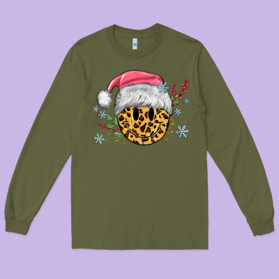 Long Sleeve Tee leopard smiley face