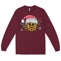 Burgundy leopard smiley face Long Sleeve Tee - MaliasSmallBusiness