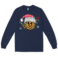 Navy leopard smiley face Long Sleeve Tee - MaliasSmallBusiness