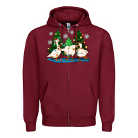 Burgundy christmas duck Zipper Hoodie - Zillion Design Studio