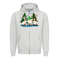 Dove Grey christmas duck Zipper Hoodie - Zillion Design Studio