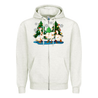 Oatmeal Heather christmas duck Zipper Hoodie - Zillion Design Studio