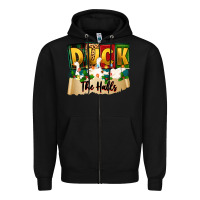 Black christmas duck the halls Zipper Hoodie - Zillion Design Studio