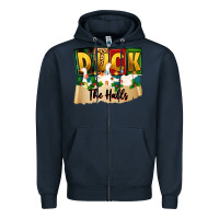 Navy christmas duck the halls Zipper Hoodie - Zillion Design Studio