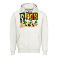 Oatmeal Heather christmas duck the halls Zipper Hoodie - Zillion Design Studio