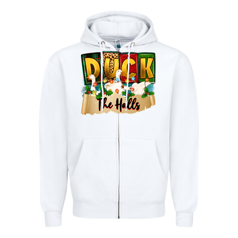 Christmas Duck The Halls Zipper Hoodie by Zillion Design Studio | Teevron