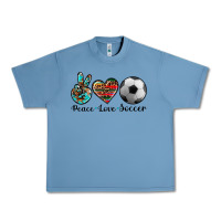 Pebble Blue peace love soccer Urban Heavy Tee - Artiststas