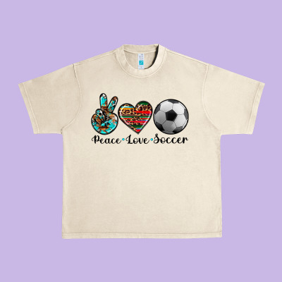 Peace Love Soccer Urban Heavy Tee Designed By Artiststas