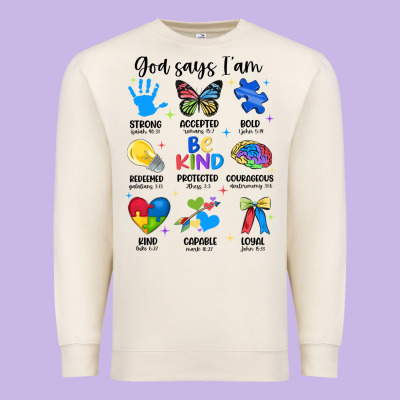 God Says I Am Autism Premium Sweatshirt Designed By Jahusdesignshop