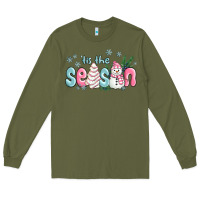 Army Green tis the season snowman and christmas cake Long Sleeve Tee - MaliasSmallBusiness