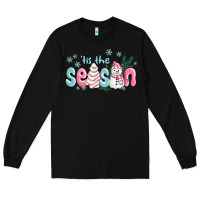 Black tis the season snowman and christmas cake Long Sleeve Tee - MaliasSmallBusiness