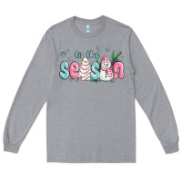 Heather Grey tis the season snowman and christmas cake Long Sleeve Tee - MaliasSmallBusiness