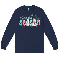 Navy tis the season snowman and christmas cake Long Sleeve Tee - MaliasSmallBusiness