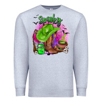 Heather Grey spooky cowgirl  halloween Premium Sweatshirt - AdoDesignShop