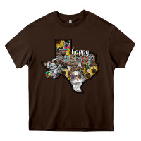 Chocolate Brown Happy Easter Texas Heavy Core Tee - CowhideDigitalArt