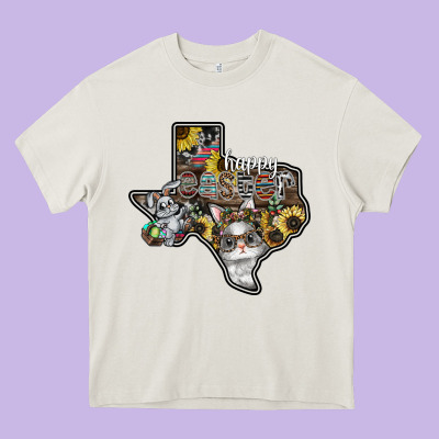 Happy Easter Texas Heavy Core Tee Designed By Cowhidedigitalart