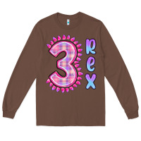 Chestnut 3 rex pink dinosaur Long Sleeve Tee - MaliasSmallBusiness