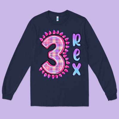 Long Sleeve Tee 3 rex pink dinosaur