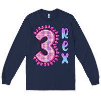 Navy 3 rex pink dinosaur Long Sleeve Tee - MaliasSmallBusiness