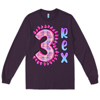 Plum 3 rex pink dinosaur Long Sleeve Tee - MaliasSmallBusiness