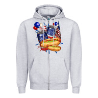 Heather Grey hotdog with beers billie wilder Zipper Hoodie - texasbilliewilder