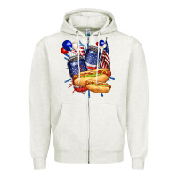 Oatmeal Heather hotdog with beers billie wilder Zipper Hoodie - texasbilliewilder