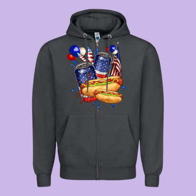 Zipper Hoodie hotdog with beers billie wilder
