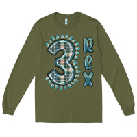 Army Green 3 rex green dinosaur Long Sleeve Tee - MaliasSmallBusiness