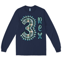 Navy 3 rex green dinosaur Long Sleeve Tee - MaliasSmallBusiness