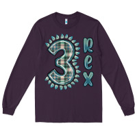 Plum 3 rex green dinosaur Long Sleeve Tee - MaliasSmallBusiness