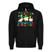 Black merry christmas duck Zipper Hoodie - Zillion Design Studio