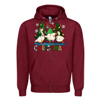 Burgundy merry christmas duck Zipper Hoodie - Zillion Design Studio