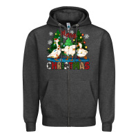 Charcoal Heather merry christmas duck Zipper Hoodie - Zillion Design Studio