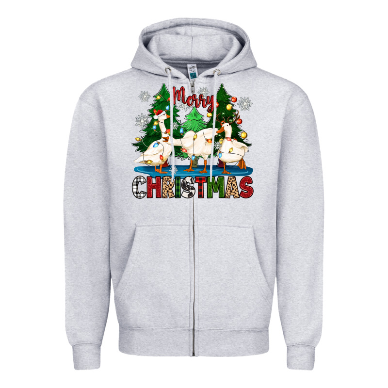 Merry Christmas Duck Zipper Hoodie by Zillion Design Studio | Teevron