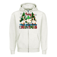 Oatmeal Heather merry christmas duck Zipper Hoodie - Zillion Design Studio