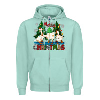 Seafoam merry christmas duck Zipper Hoodie - Zillion Design Studio