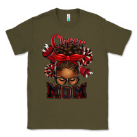 Army Green cheer mom afro messy bun Classic Tee - texasbilliewilder