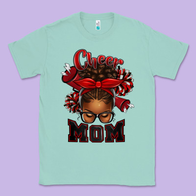 Cheer Mom Afro Messy Bun Classic Tee Designed By Texasbilliewilder