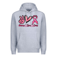 Heather Grey Peace love cure Premium Hoodie - NancyCooperArtShop