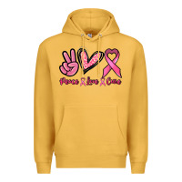 Mustard Peace love cure Premium Hoodie - NancyCooperArtShop