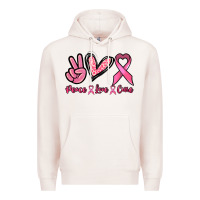 Pale Pink Peace love cure Premium Hoodie - NancyCooperArtShop