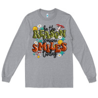 Heather Grey be the reason someone smiles today Long Sleeve Tee - MaliasSmallBusiness