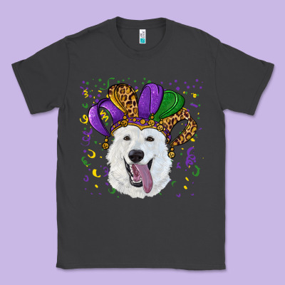 Mardi Gras Hat  White Shepherd Classic Tee Designed By Ranaportraitstore