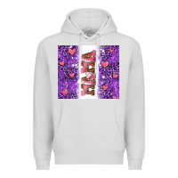 Dove Grey purple leopard pink mama hearts Premium Hoodie - AdoDesignShop
