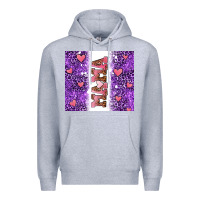 Heather Grey purple leopard pink mama hearts Premium Hoodie - AdoDesignShop