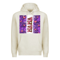 Oatmeal Heather purple leopard pink mama hearts Premium Hoodie - AdoDesignShop