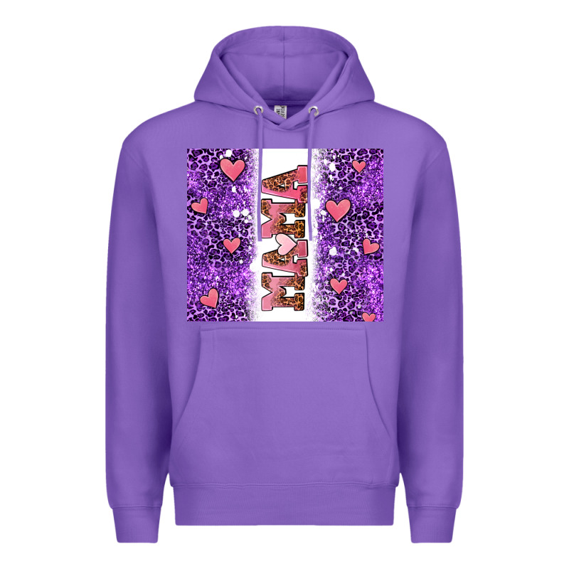 Purple Leopard Pink Mama Hearts Premium Hoodie by AdoDesignShop | Teevron