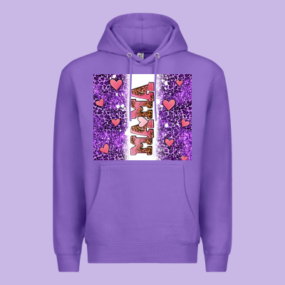 Purple Leopard Pink Mama Hearts Premium Hoodie Designed By Adodesignshop