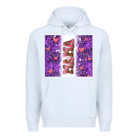 White purple leopard pink mama hearts Premium Hoodie - AdoDesignShop